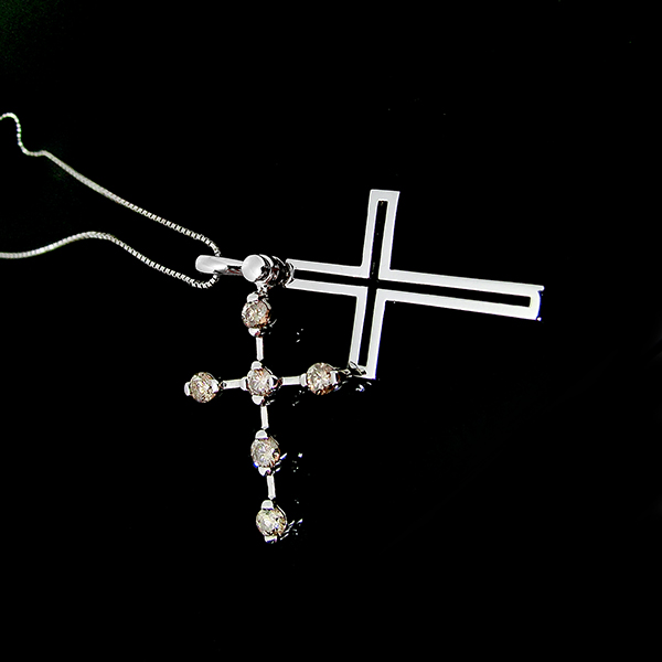 雙墬組合式十字架鑽石鍊墬